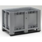 Kunststof palletbox op 2 sleden, 1200x800x780 mm, 475 ltr, grijs