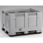 Kunststoff Palettenbox auf 3 Kufen, 120x100x79cm, 670 l, perforiert