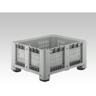 Palletbox 430 liter, 1200x1000x580 mm, geperforeerd op 4 poten lichtgrijs
