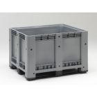 Palletbox 610 liter, 1200x1000x780 mm op 3 sleden lichtgrijs