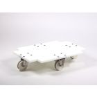 Kunststof onderzetwagen, 2 bok- en 2 inox zwenkwielen, 650x450 mm, wit