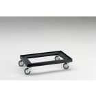 Dolly with open deck, 600x400 mm, max. 150 kilo, on 4 swivel wheels, black