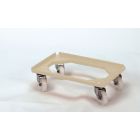 Kunststof transportroller 600x400 mm open dek, galva zwenkwielen beige