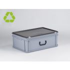 E-line kunststof koffer 600x400x235 mm met 1 greep, 40 ltr, PP regeneraat