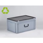 E-line kunststof koffer 600x400x340 mm met 1 greep, 60 ltr, PP regeneraat