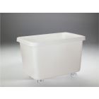 Verrijdbare hygiëne grootvolumebak 304L, 970 x 670 x 710 mm op 4 wielen, naturel