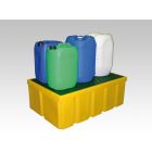 Lekbak 990x645x345 mm, 200 ltr, met kunststof rooster, geel