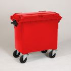4-wiel container, 1370x784x1215 mm, 660 ltr, met deksel, rood