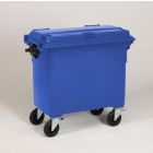 4-wiel container, 1370x784x1215 mm, 660 ltr, met deksel, blauw