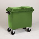 4-wiel container, 1370x784x1215 mm, 660 ltr, met deksel, groen