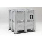 Kunststof palletbox 1300x1150x1250 mm, 1400 ltr, 3 sleden, grijs