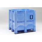 Kunststof palletbox 1300x1150x1250 mm, 1400 ltr, 3 sleden, lichtblauw