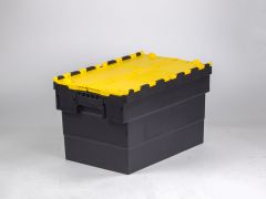E-line Distribox distributiebak, bakdeel zwart, dekselhelften geel 63 ltr