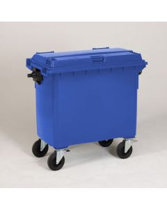 4-wiel container, 1370x784x1215 mm, 660 ltr, met deksel, blauw