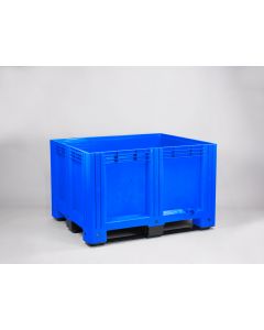 Kunststof palletbox, 1200x1000x760 mm, 610 ltr, 3 sleden, blauw