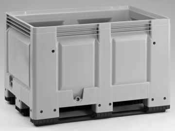 Kunststof palletbox op 3 sleden, 1200x800x790 mm, 535 l. grijs