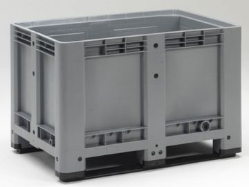 Kunststof palletbox op 2 sleden, 1200x800x780 mm, 475 l. grijs