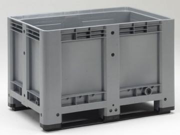 Kunststof palletbox op 2 sleden, 1200x800x780 mm, 475 liter, grijs