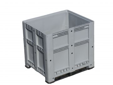 Maatwerk palletbox 740 liter 1200x800x1110 mm op 2 sleden gelaste uitvoering lichtgrijs