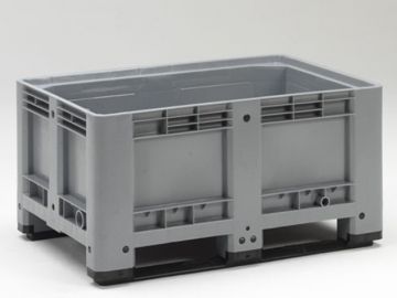 Kunststof palletbox op 2 sleden, 1200x800x600 mm, 333 l. grijs