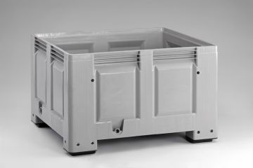 Kunststof palletbox op 4 poten, 1200x1000x760 mm, 670 l. grijs