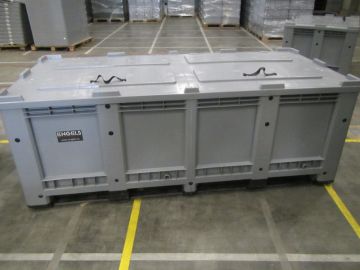 Maatwerk palletbox 1120 liter, 2180x1000x820 mm op 3 versterkte sleden