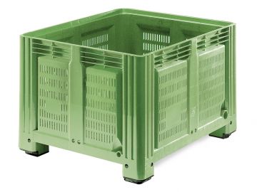 Pallet box 680 l. 1200x1000x760 mm on 4 feet, perforated, green