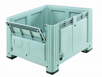Pallet box 760 l. 1200x1000x850 mm on 4 feet, with hinged door, grey