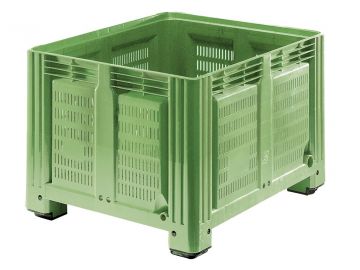 Pallet box 760 l. 1200x1000x870 mm on 4 feet, perforated, green