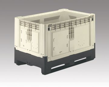 Palletbox, opvouwbaar, 2 sleden, 1200x800x800 mm, 515 liter, beige/zwart