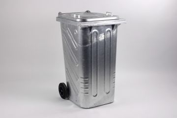 Stalen 2-wiel container, 580x740x1070 mm, 240 liter, met deksel