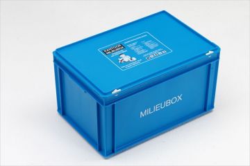 Milieubox 600x400x340 mm, 60 l. met snapversluitingen, blauw