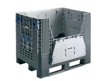 Opvouwbare kunststof palletbox, 603 liter, met 4 inwerpkleppen