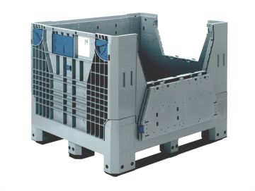 Opvouwbare kunststof palletbox, 790 liter, met 2 inwerpkleppen