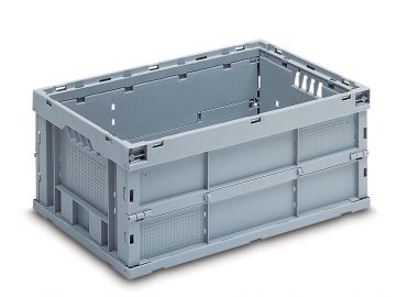 Opvouwbare transportbak, 49 liter, 600x400x260mm, lichtgrijs