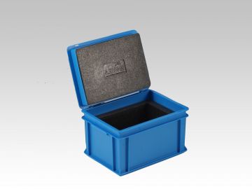 Isoleerbox, 7,7 liter, 400x300x235mm voorzien van EPP isolatie schuim (zwart), blauw