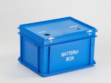 Batterijbox 20 liter, 400x300x235 mm, twee inwerpopeningen