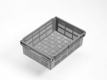 Bale arm crate 12L, 400x300x131 mm, perforated grey
