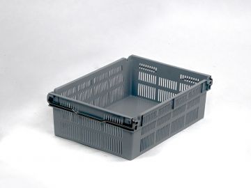 Bale arm crate 12L, 400x300x131 mm, closed bottom and perforated walls, grey