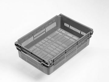 Bale arm crate 30L, 600x400x163 mm, perforated grey