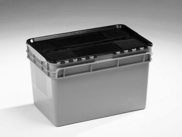 Attached lid container, 60 l. 600x400x374 mm closed grips