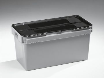 Distributiebak 800x400x400 mm, 90 liter, grijs, met scharnierdeksel