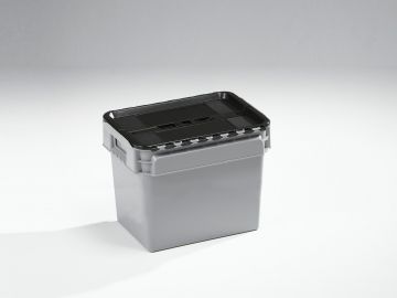 Distributiebak 400x300x320 mm, 23 liter, grijs, met scharnierdeksel