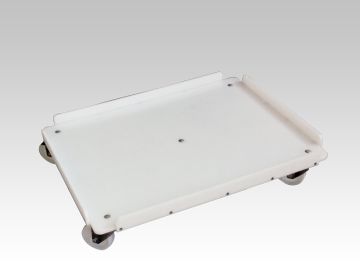 Trolley 800x600 mm met 5 galva zwenkwielen, wit