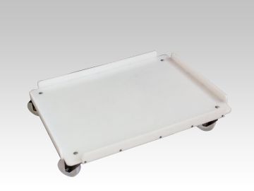 Trolley 800x600 mm, 4 galva zwenkwielen, wit