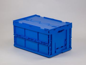 Foldable bin 600x400x320 mm 66 l. with two open grips blue