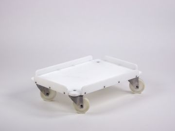 Trolley 600x400x200 mm met 4 galva zwenkwielen waarvan 2 met rem, wit