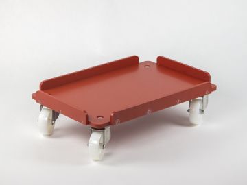 Transport trolley 600x400 mm with galva wheels, 2 braked red-brown