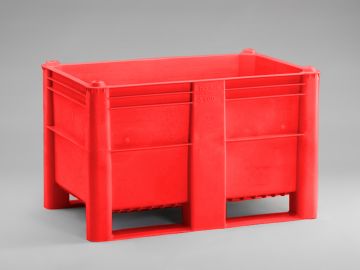 Hygiëne palletbox 1200x800x760 mm, 520 liter, met 2 sleden, rood
