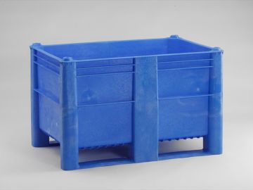 Hygiëne palletbox 1200x800x760 mm, 520 l. met 2 sleden, blauw